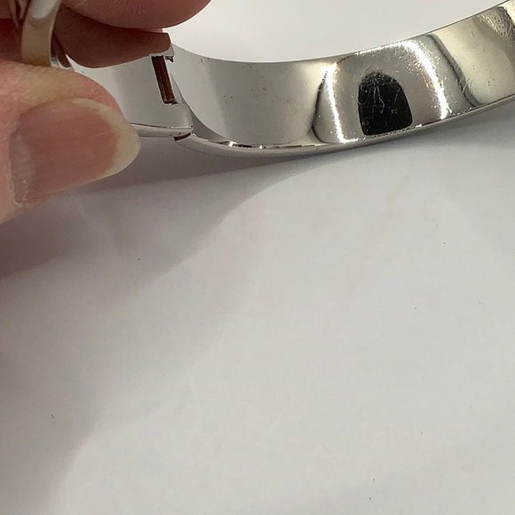 COACH Silver LOGO Signed Hinged Bangle Bracelet - Picture 10 of 14
